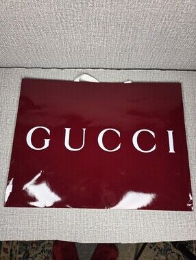 Authentic Gucci Shopping Gift Bag Designer Logo Burgundy Paper Large 19"x14"x7"